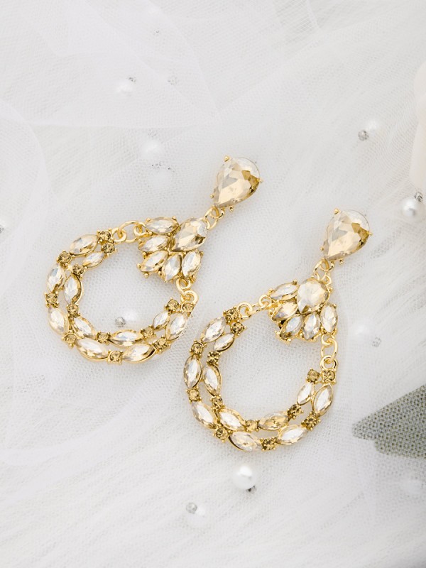 The Bellissimo Collection Embellished Droplet Earrings - Golden