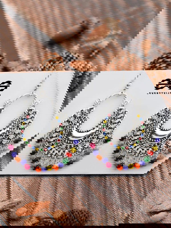 The Motif Moon - Oxidised Chandbali Earrings (Multi Color)