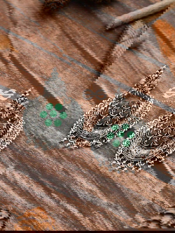 The Peppy Touch - Oxidised Boho Earrings (Green)