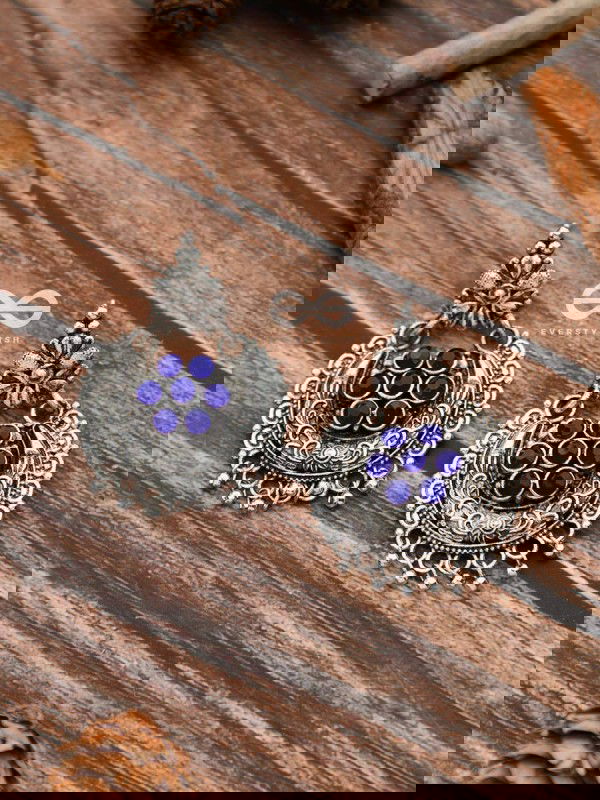 The Peppy Touch - Oxidised Boho Earrings (Blue)