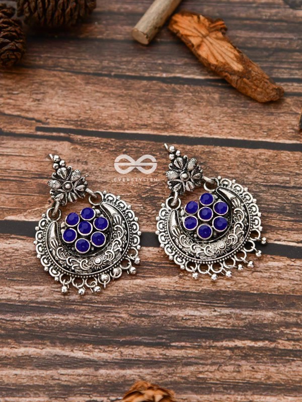 The Peppy Touch - Oxidised Boho Earrings (Blue)