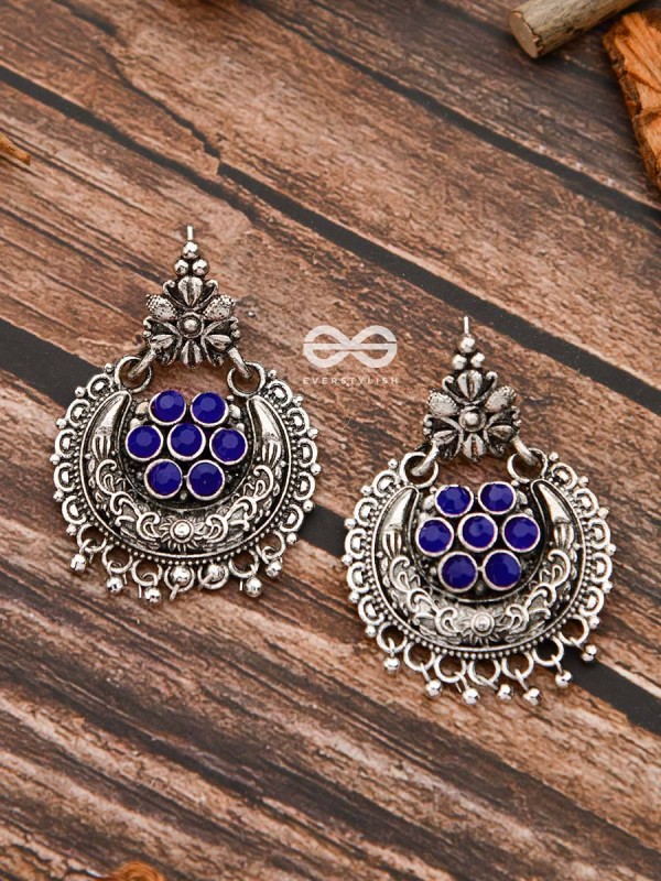 The Peppy Touch - Oxidised Boho Earrings (Blue)