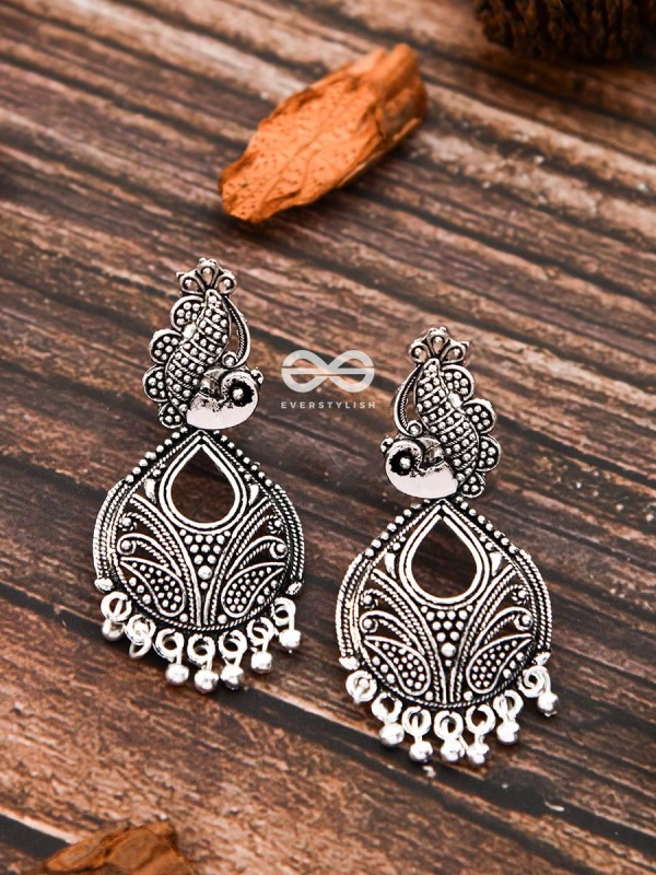 The Motif Peacocks - Oxidised Boho Earrings
