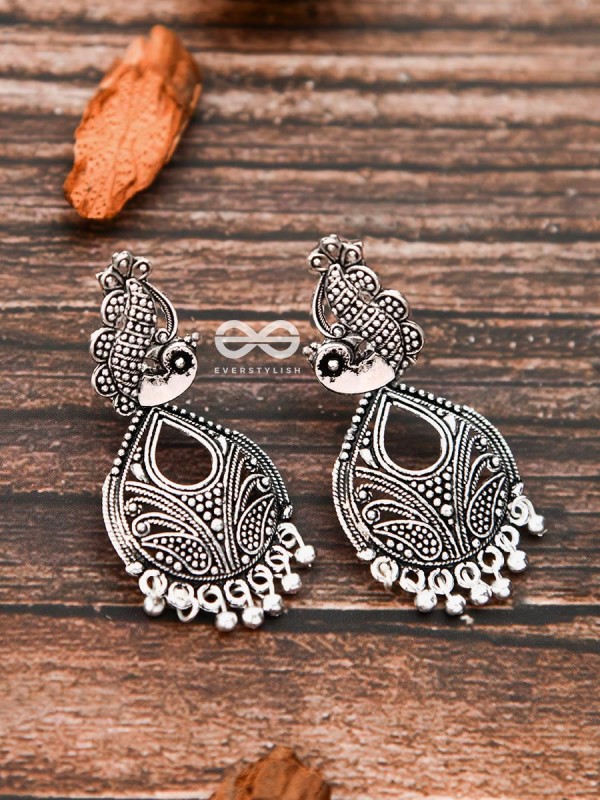 The Motif Peacocks - Oxidised Boho Earrings