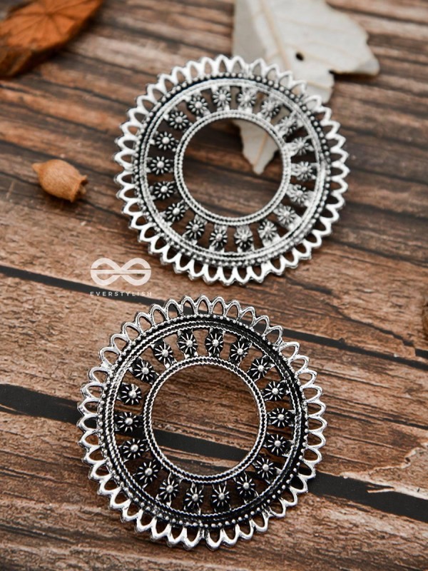 The Floral Sun - Oxidised Boho Earrings