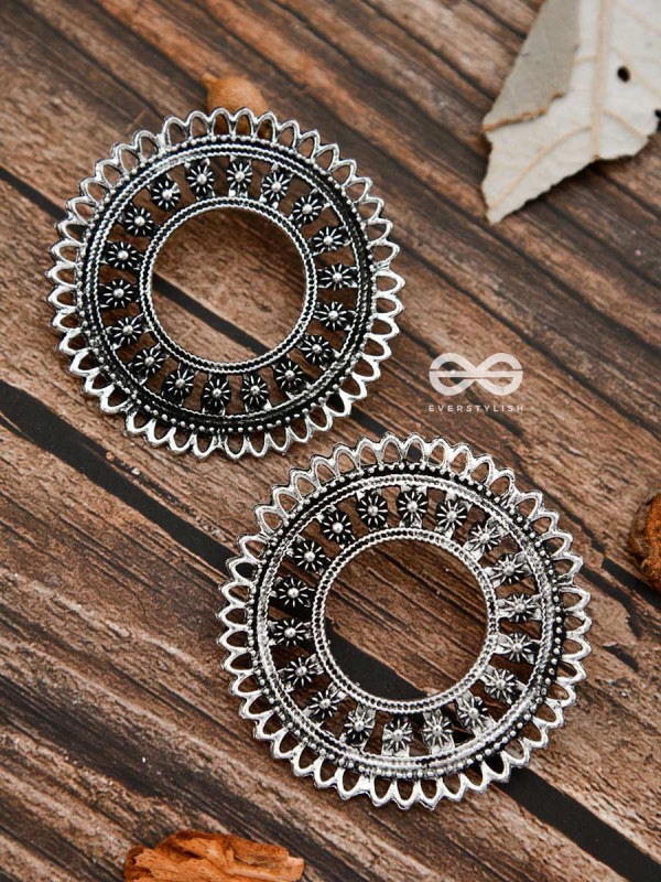 The Floral Sun - Oxidised Boho Earrings