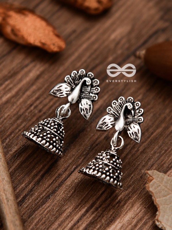 The Little Peacock Jhumki - Tiny Trinket Earrings