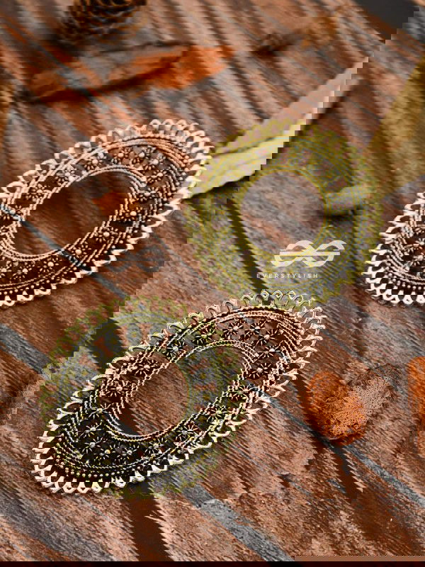 The Floral Sun - Golden - Oxidised Boho Earrings