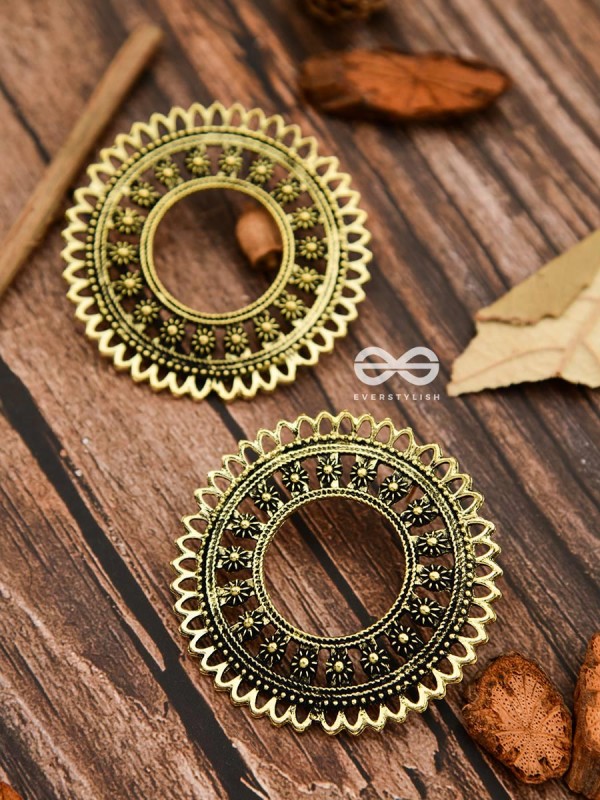 The Floral Sun - Golden - Oxidised Boho Earrings