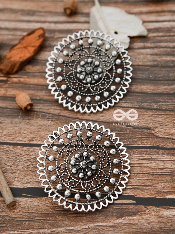The Dotted Sun - Oxidised Boho Earrings