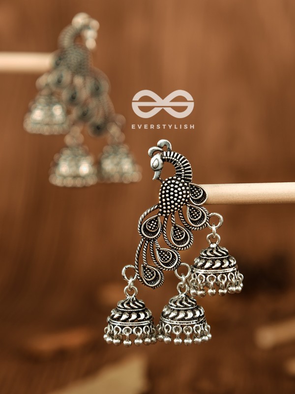 The Intricate Peacocks - Triple Boho Jhumki Earrings