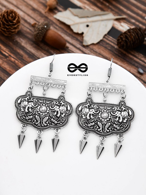 A History Inspired Artwork - Oxidised Boho Earrings