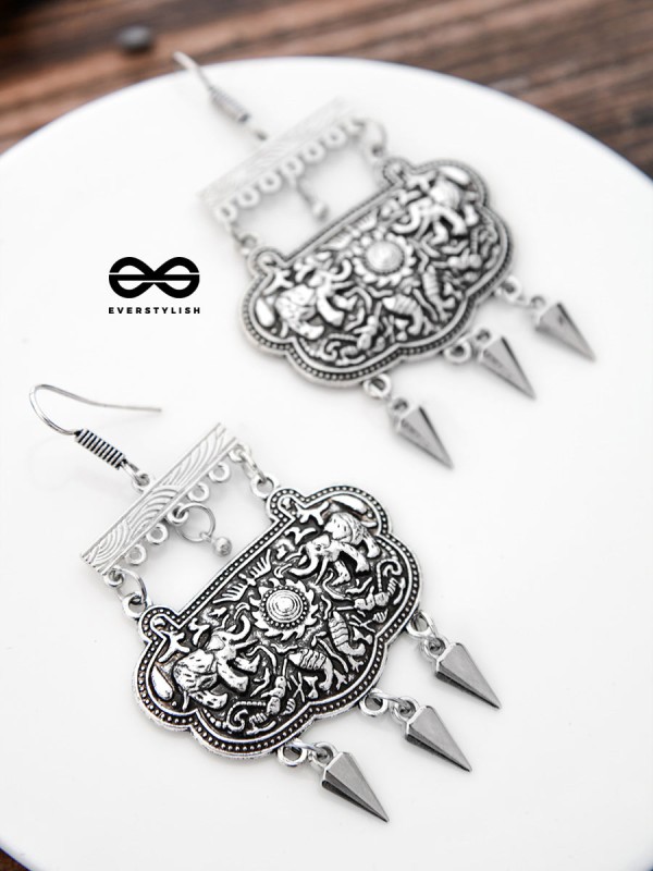 A History Inspired Artwork - Oxidised Boho Earrings