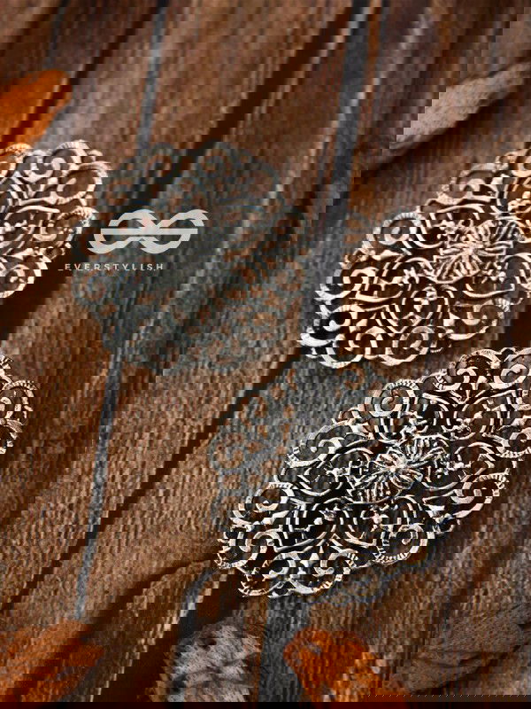 The Silver Emblem Studs - Oxidised Boho Earrings