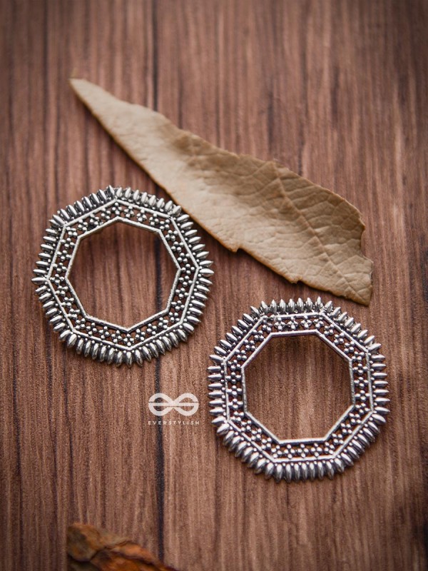 The Little Bohemian Hexagons - Oxidised Boho Earrings