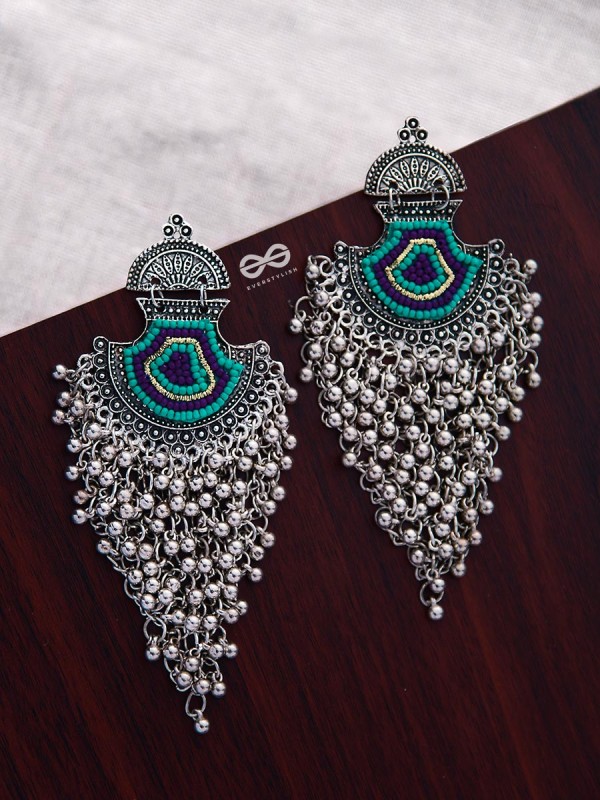 The Bohemian Jhaalar Statement Makers (Blue Hues) - The Embroidered Oxidised Collection