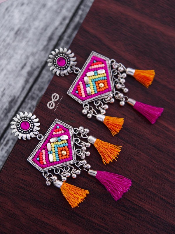 The Playful Desire (Orange-Pink) - The Embroidered Oxidised Collection