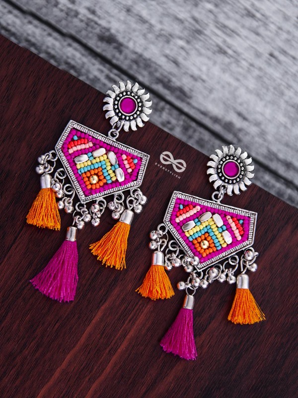 The Playful Desire (Orange-Pink) - The Embroidered Oxidised Collection