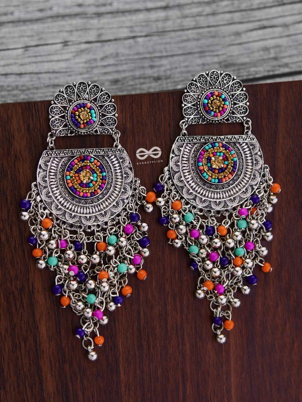 The Multi-Layered Beaded Jhaalar (Multicoloured) - Embroidered Oxidised Collection