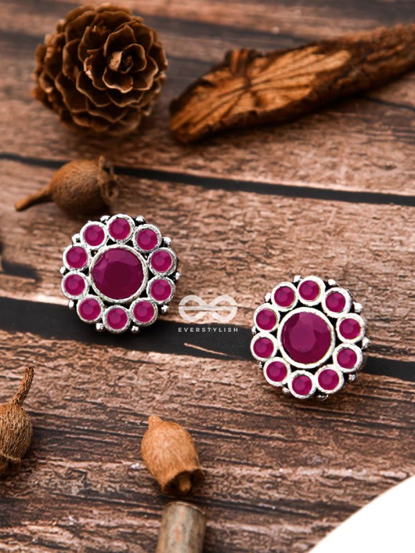 The Bling Button Studs - Ruby Red - Tiny Trinket Earrings