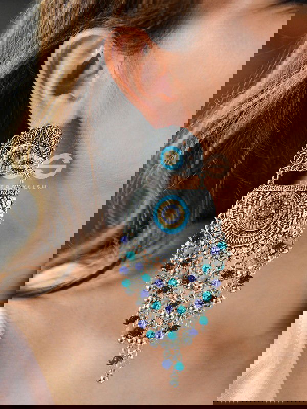 The Multi-Layered Beaded Jhaalar (Blue Hues) - Embroidered Oxidised Collection