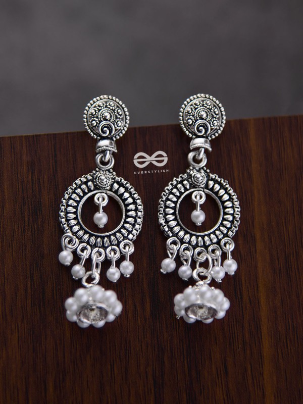 The Little Rounded Layered Jhumkis - Oxidised Boho Earrings