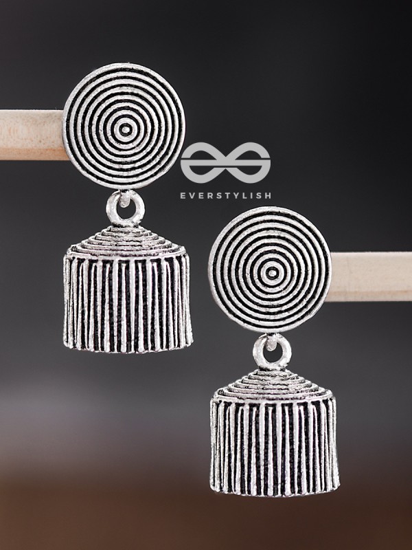 The Hypnotic Statement Jhumkis - Oxidised Boho Earrings