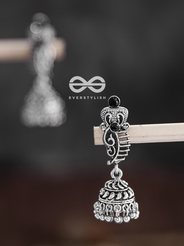 The Cute Little Artwork Jhumkis (Onyx Black) - Tiny Trinket Earrings