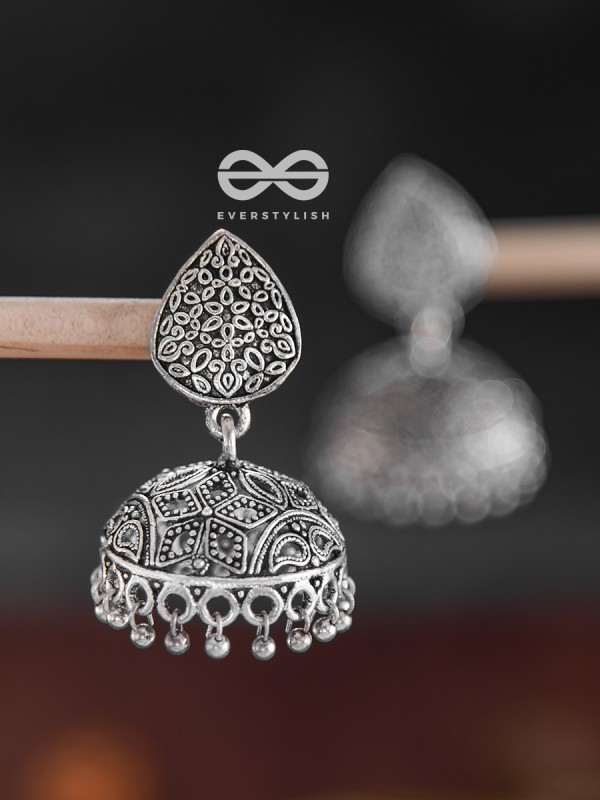 The Intricate Statement - Oxidised Boho Jhumkas
