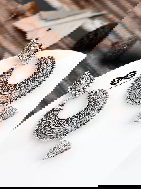 The Intricate Motifs - Oxidised Boho Earrings