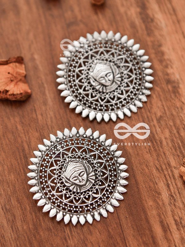 The Godly Durga Studs - Oxidised Boho Earrings