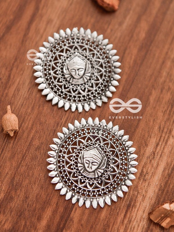 The Godly Durga Studs - Oxidised Boho Earrings