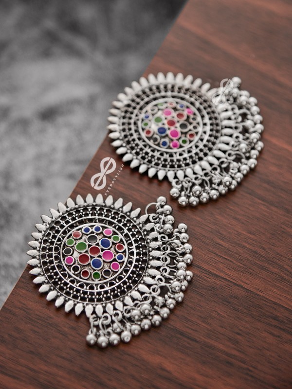 The Multi-Coloured Enamelled Sun Studs - Embellished Oxidised Collection