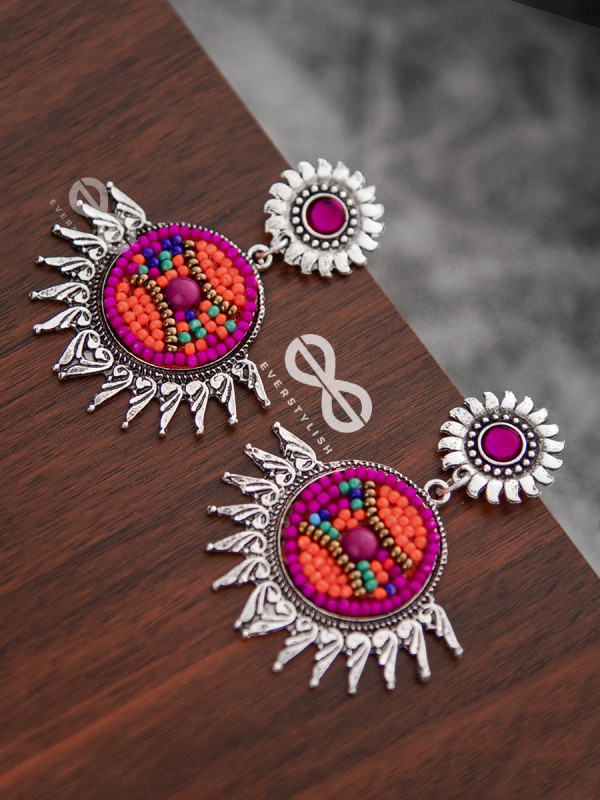 The Little Intricate Sun Drops (Pink) - Embroidered Oxidised Collection