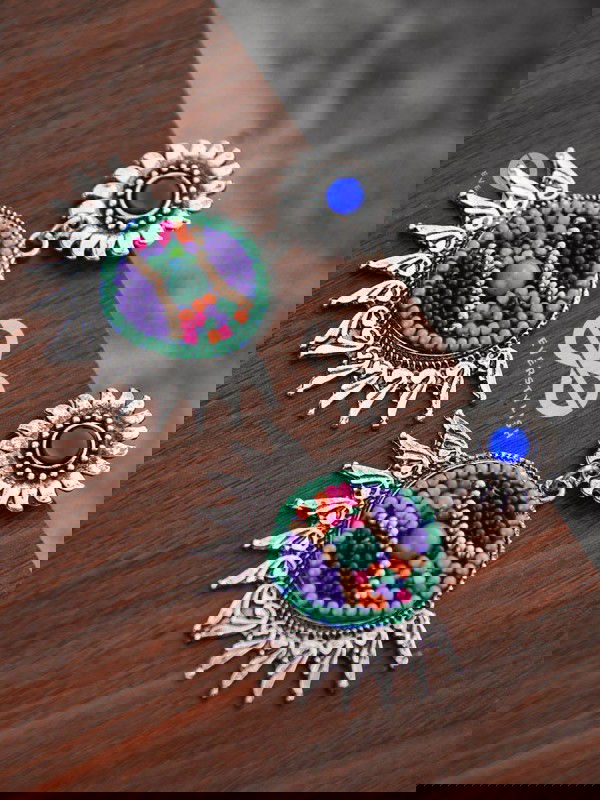 The Little Intricate Sun Drops (Blue) - Embroidered Oxidised Collection