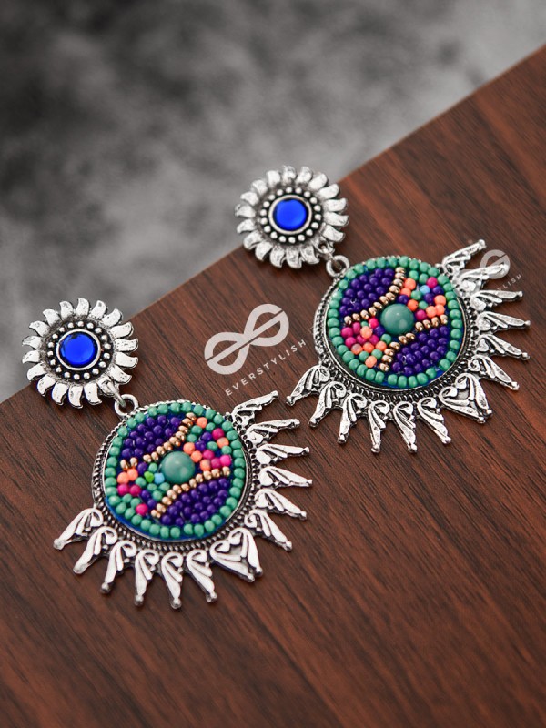 The Little Intricate Sun Drops (Blue) - Embroidered Oxidised Collection