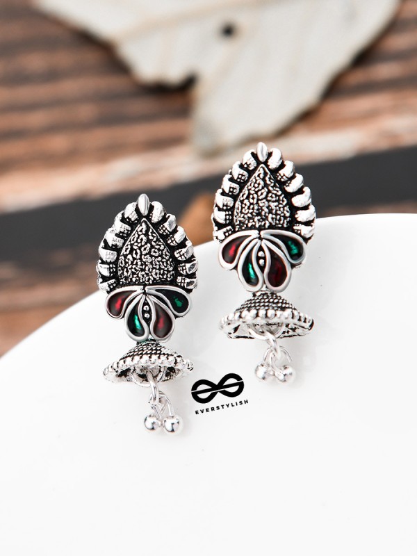 The Little Enamel Jhumkis - Tiny Trinket Earrings