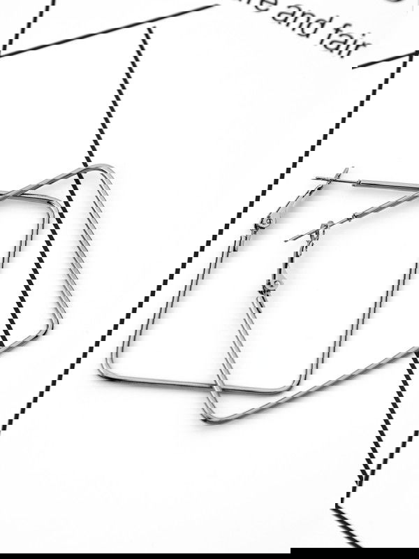 The Everyday Chic - Oversized Rectangle Hoops - Dark Grey