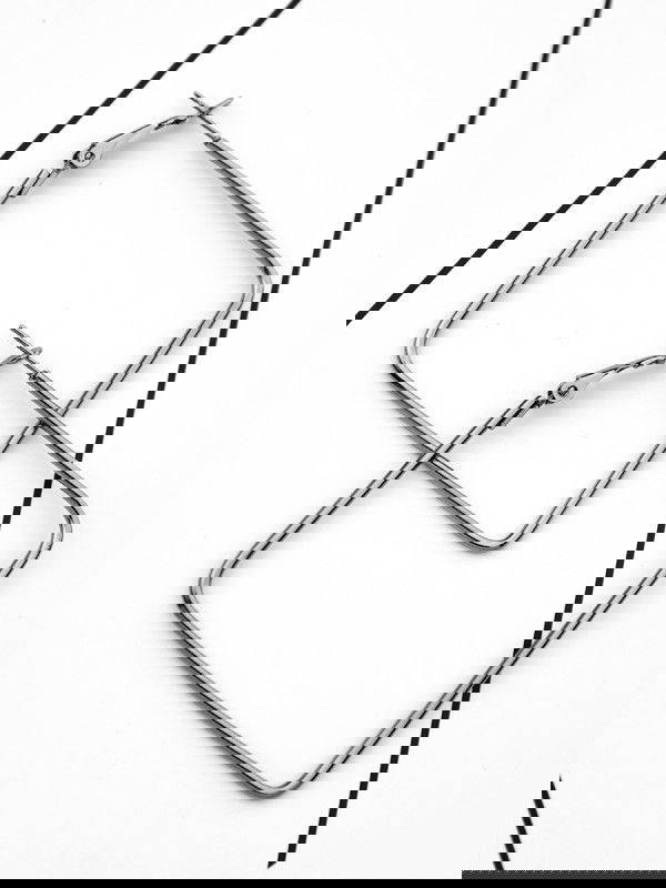 The Everyday Chic - Oversized Rectangle Hoops - Dark Grey