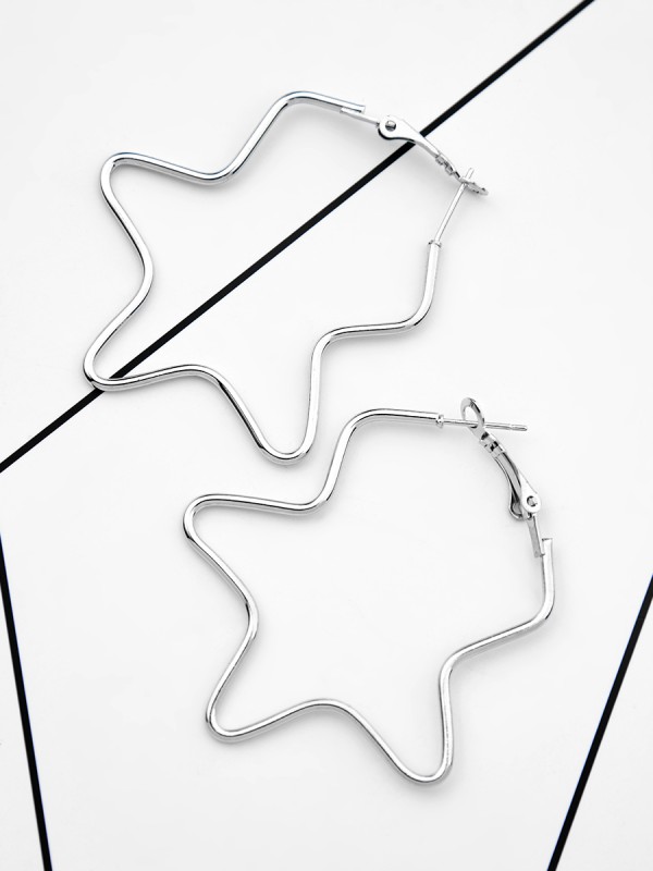 The Everyday Chic - Oversized Star Hoops - Silver