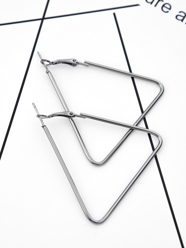 The Everyday Chic - Oversized Rectangle Hoops - Dark Grey