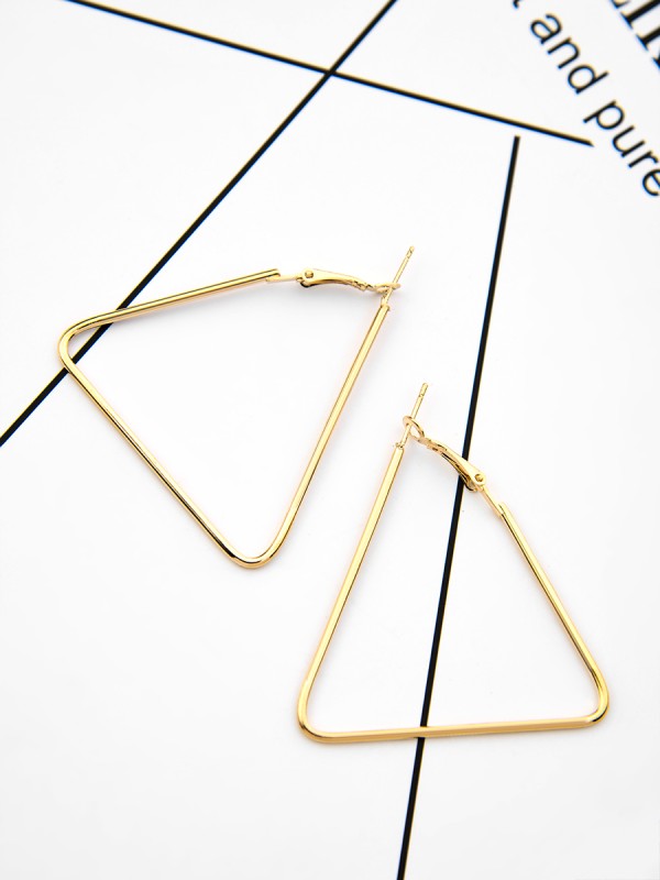 The Everyday Chic - Oversized Triangle Hoops - Golden