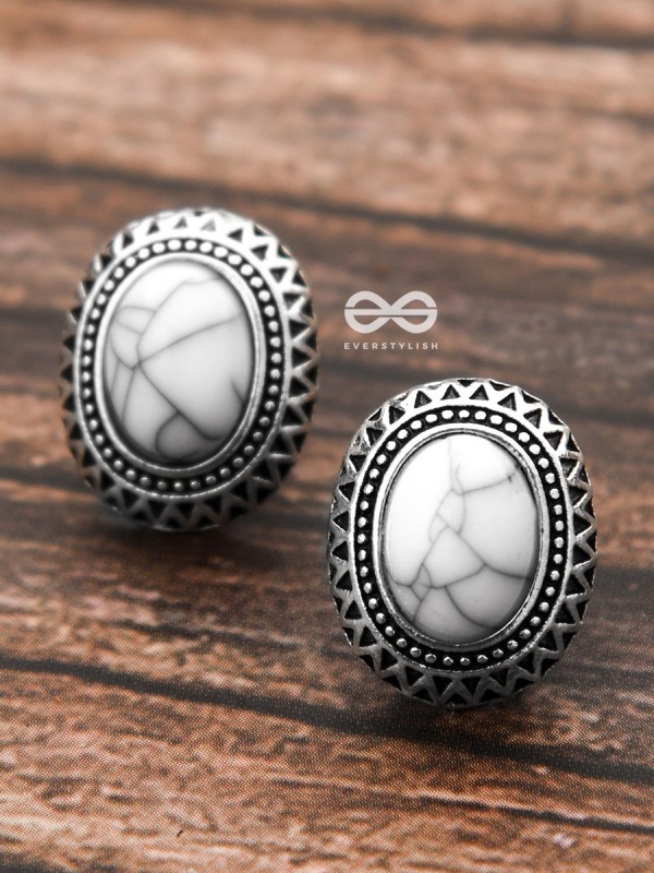 The Marble Button Studs - Tiny Trinket Earrings