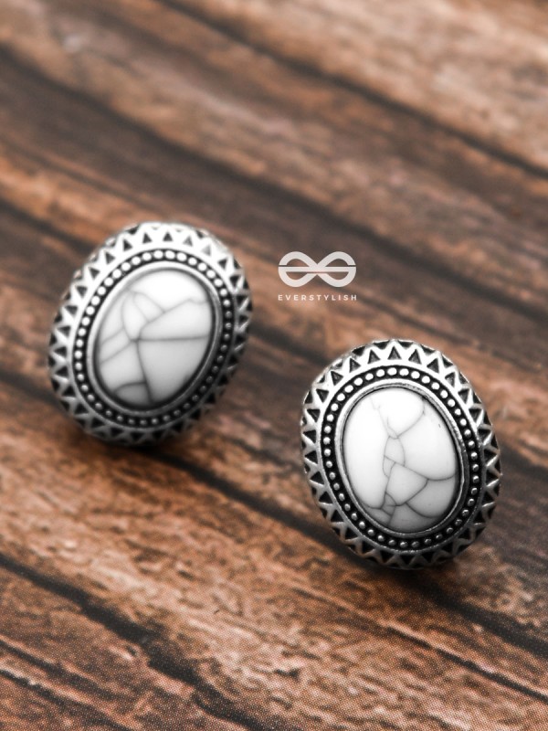 The Marble Button Studs - Tiny Trinket Earrings