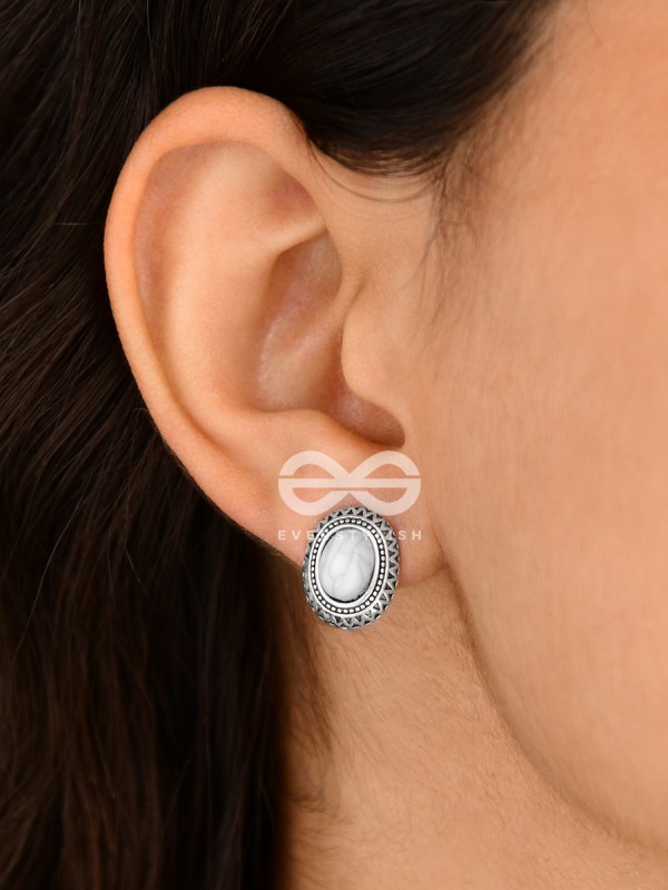 The Marble Button Studs - Tiny Trinket Earrings