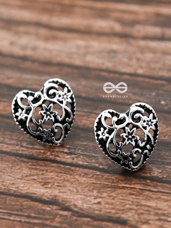 The Intricate Heart Studs - Tiny Trinket Earrings