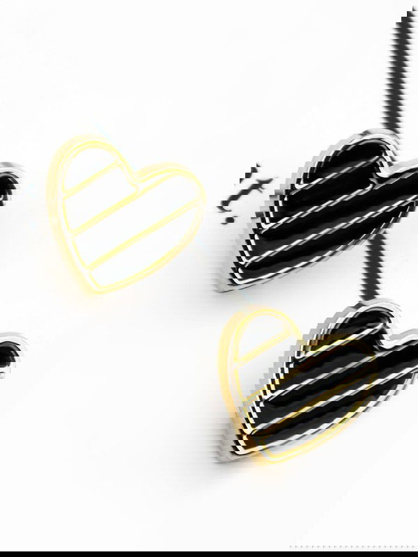 The Little Enamel Heart Studs - Black - Tiny Trinket Earrings