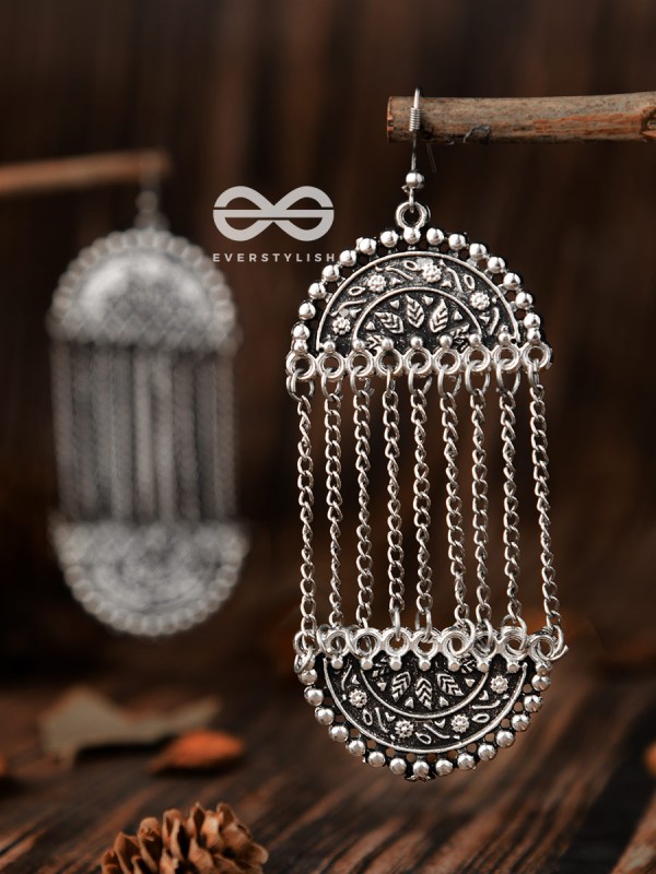 The Midnight Moon Shadow - Oxidised Boho Earrings
