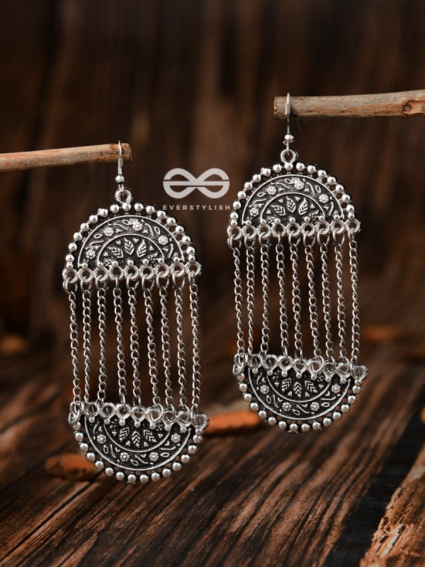 The Midnight Moon Shadow - Oxidised Boho Earrings