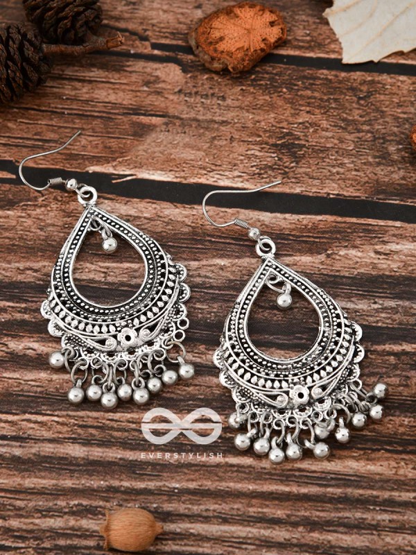 The Dazzling Droplet Danglers - Oxidised Boho Earrings